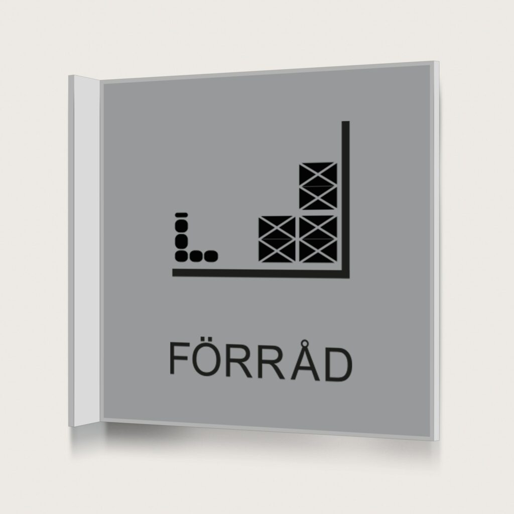 Flaggskylt Förråd Silver 150 x 150 mm