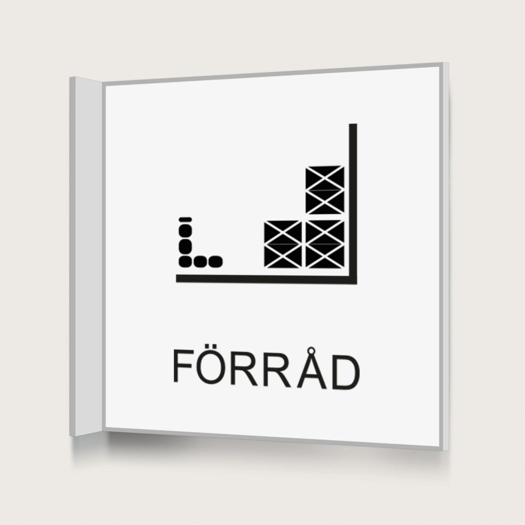 Flaggskylt Förråd Vit 150 x 150 mm