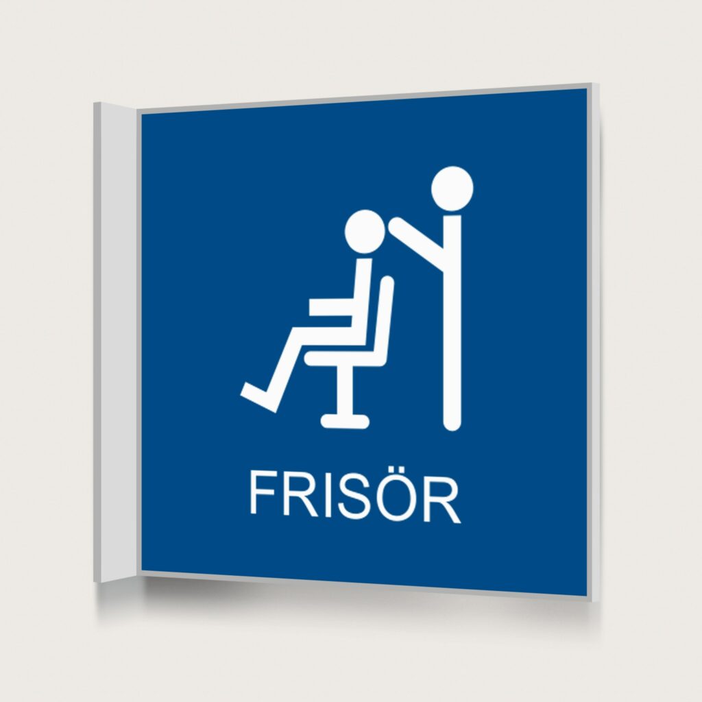 Flaggskylt Frisör Blå 150 x 150 mm