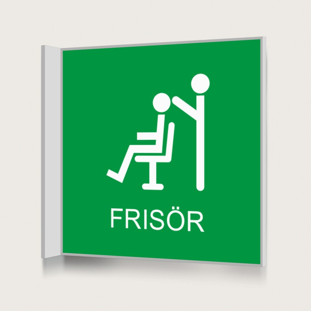 Flaggskylt Frisör Grön 150 x 150 mm