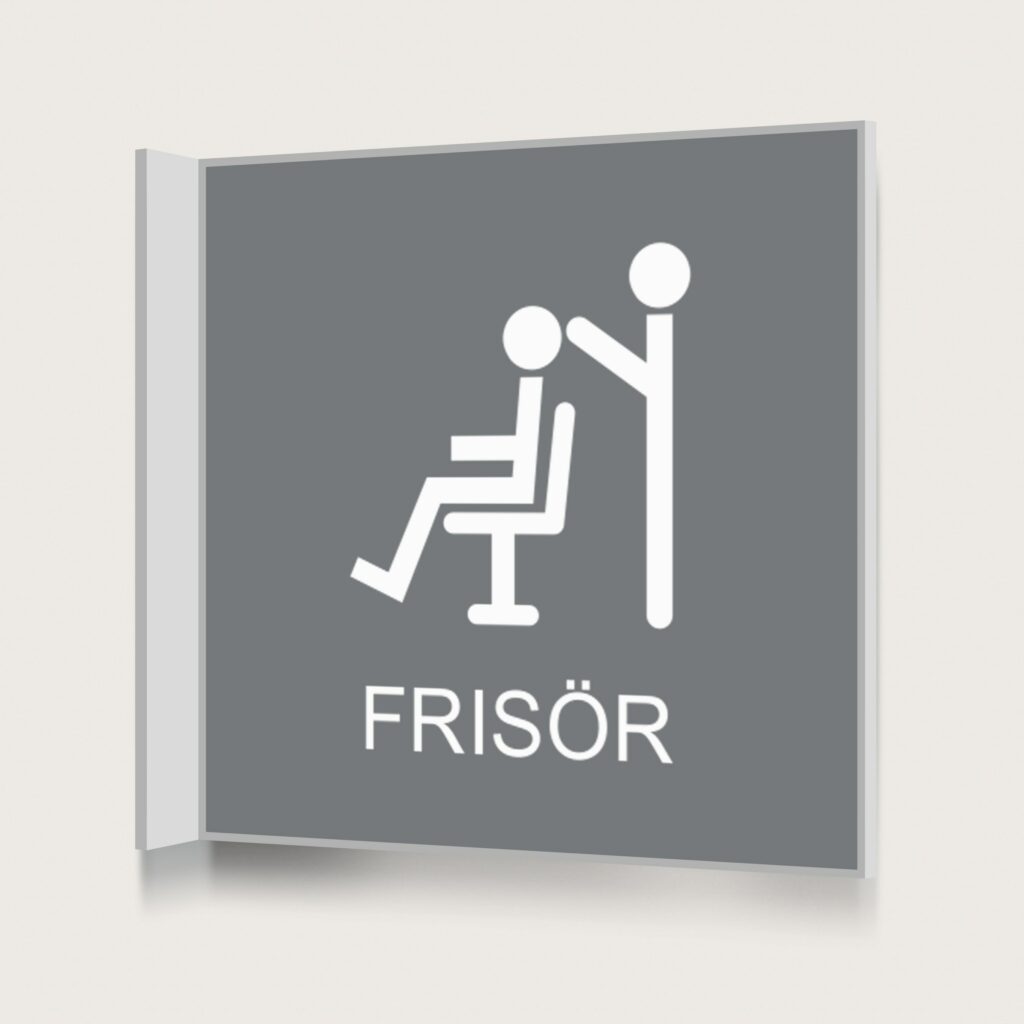 Flaggskylt Frisör Grå 150 x 150 mm