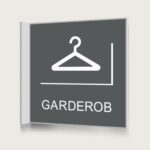 Flaggskylt Garderob Charcoal 150 x 150 mm