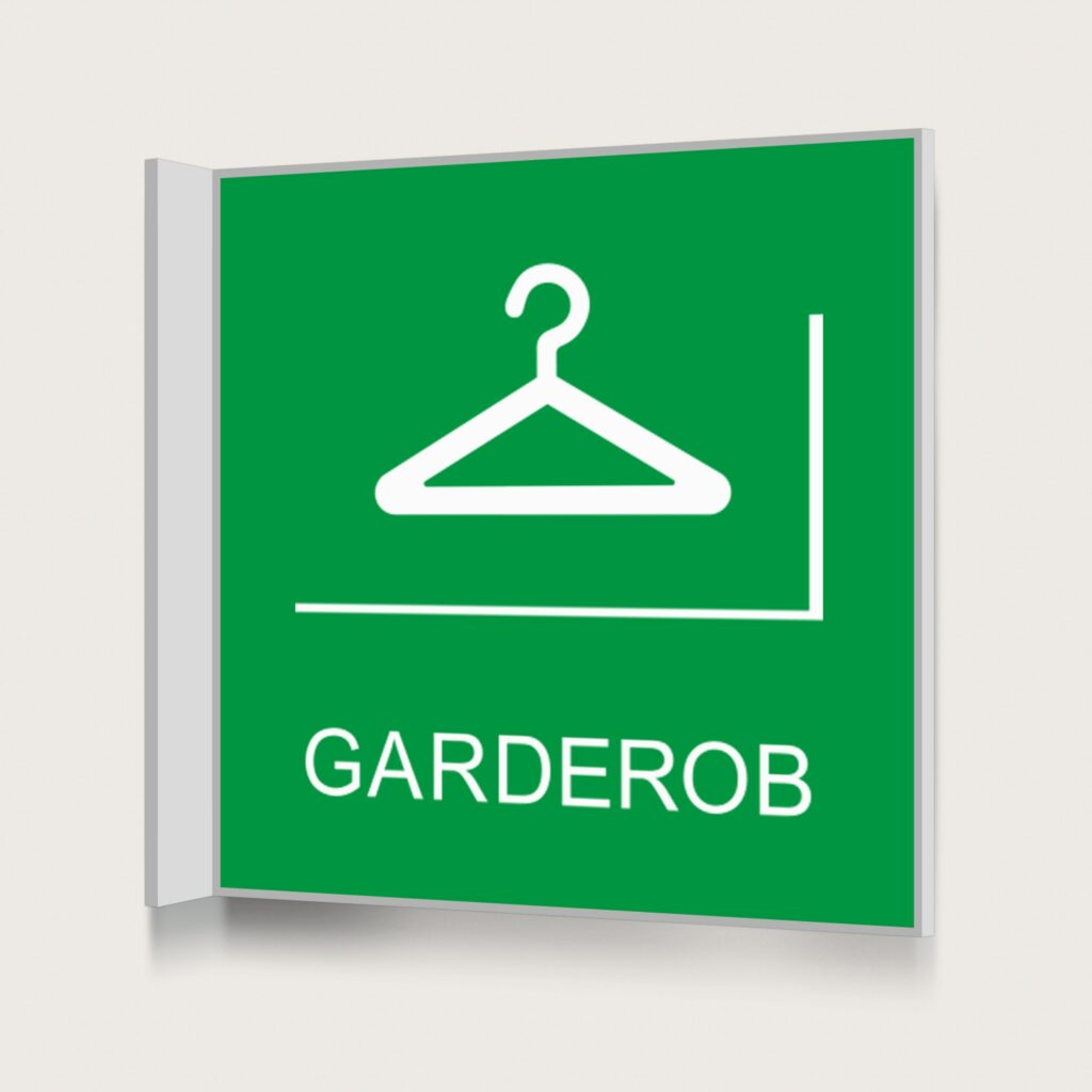 Flaggskylt Garderob Grön 150 x 150 mm