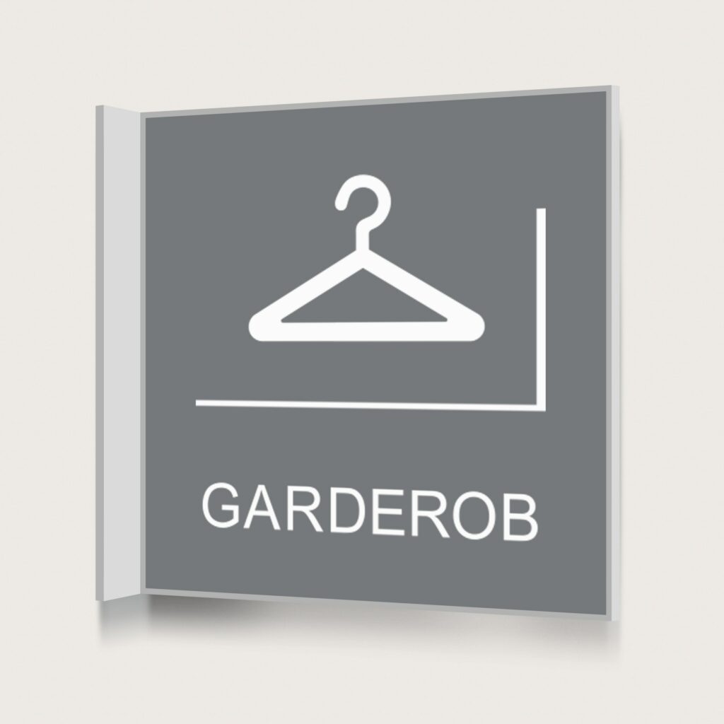 Flaggskylt Garderob Grå 150 x 150 mm