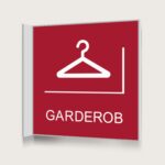 Flaggskylt Garderob Röd 150 x 150 mm