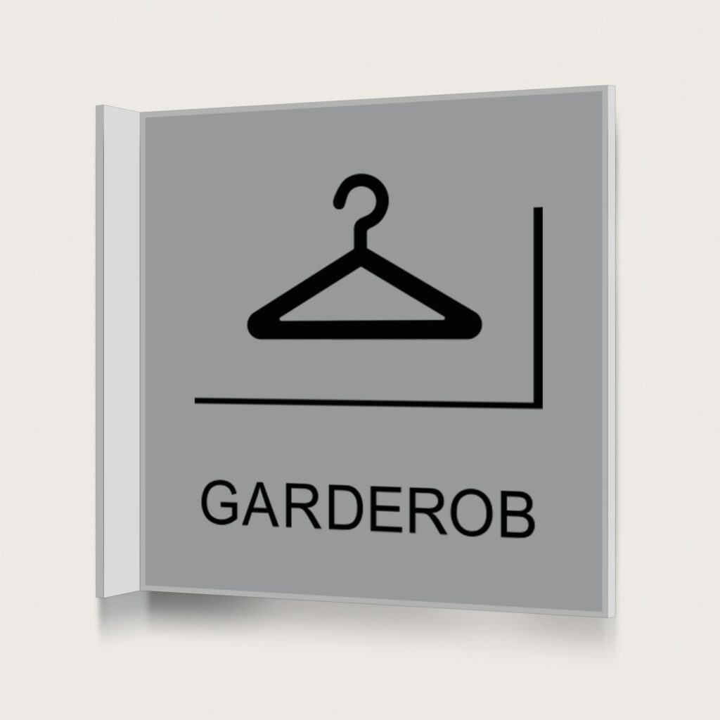 Flaggskylt Garderob Silver 150 x 150 mm