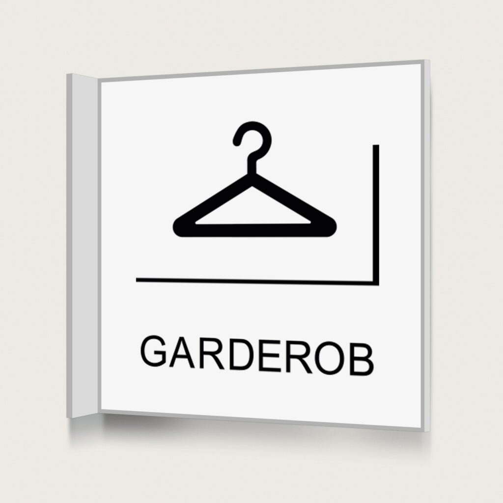 Flaggskylt Garderob Vit 150 x 150 mm