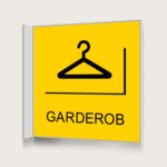 Flaggskylt Garderob Gul 150 x 150 mm