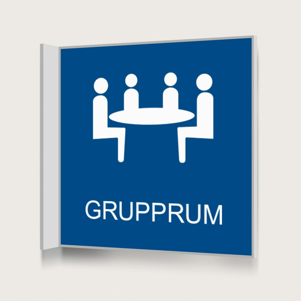 Flaggskylt Grupprum Blå 150 x 150 mm