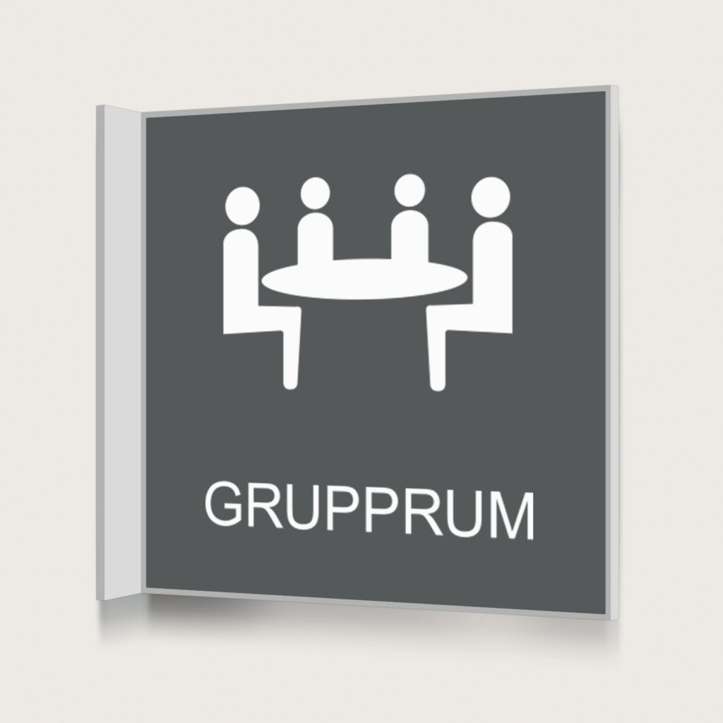 Flaggskylt Grupprum Charcoal 150 x 150 mm
