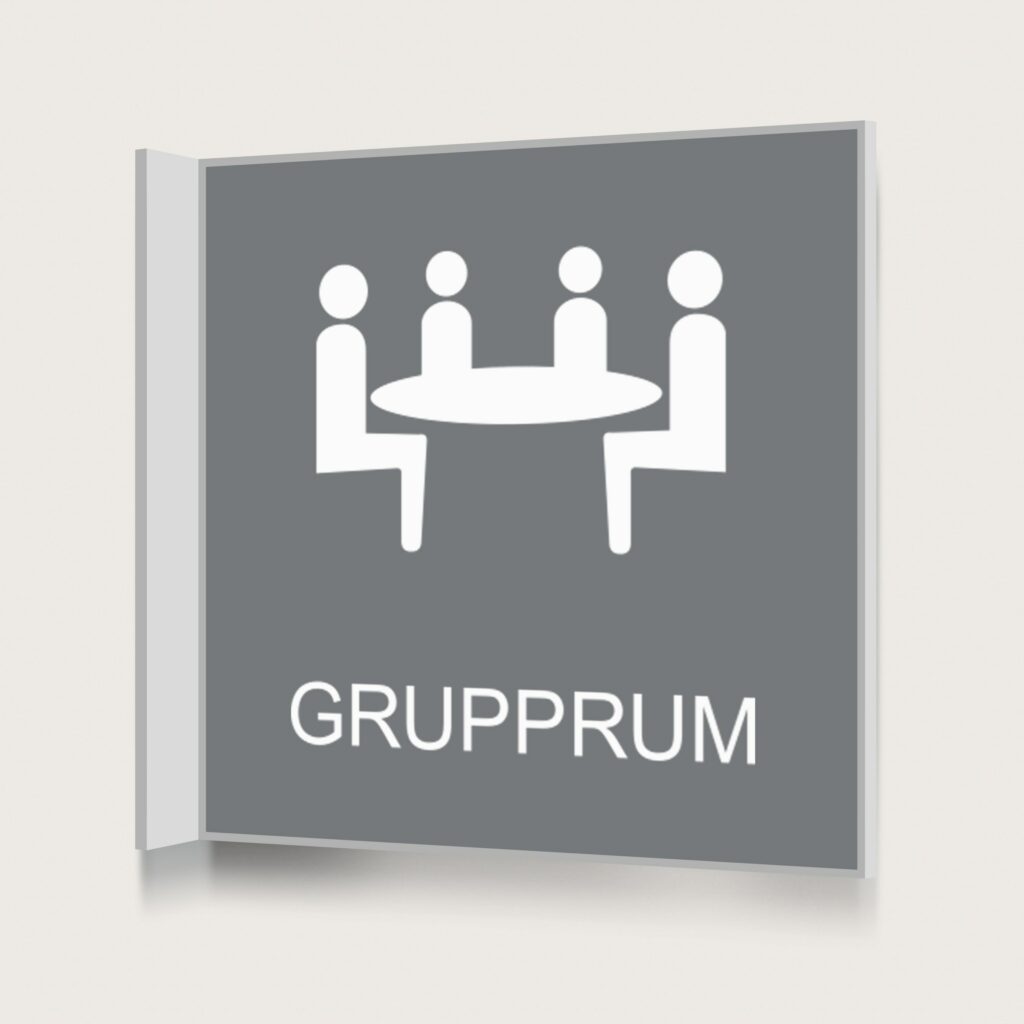 Flaggskylt Grupprum Grå 150 x 150 mm