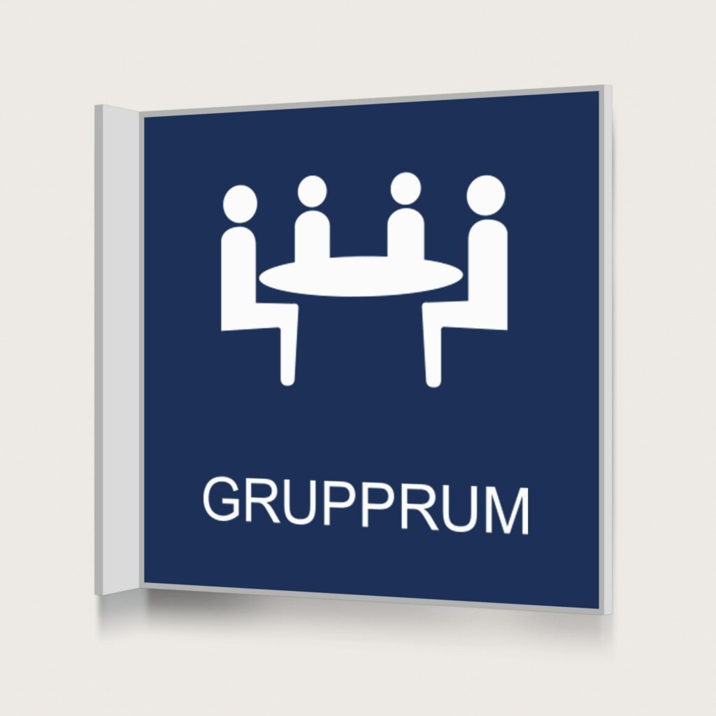 Flaggskylt Grupprum Mörkblå 150 x 150 mm