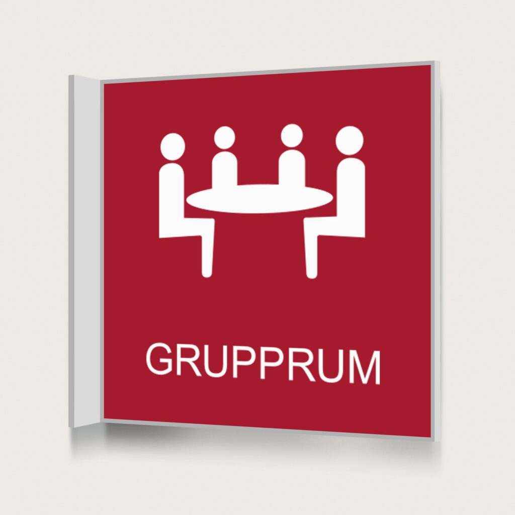 Flaggskylt Grupprum Röd 150 x 150 mm