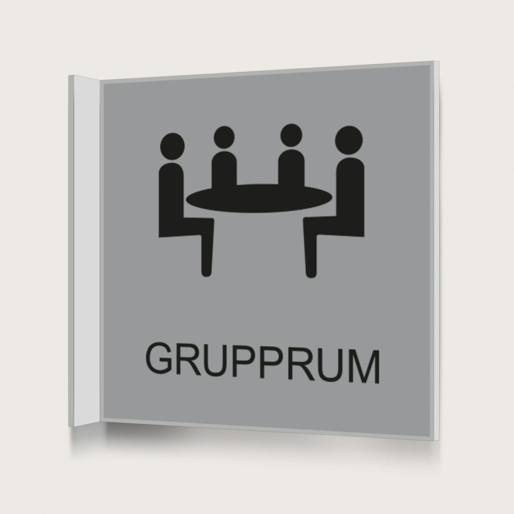 Flaggskylt Grupprum Silver 150 x 150 mm