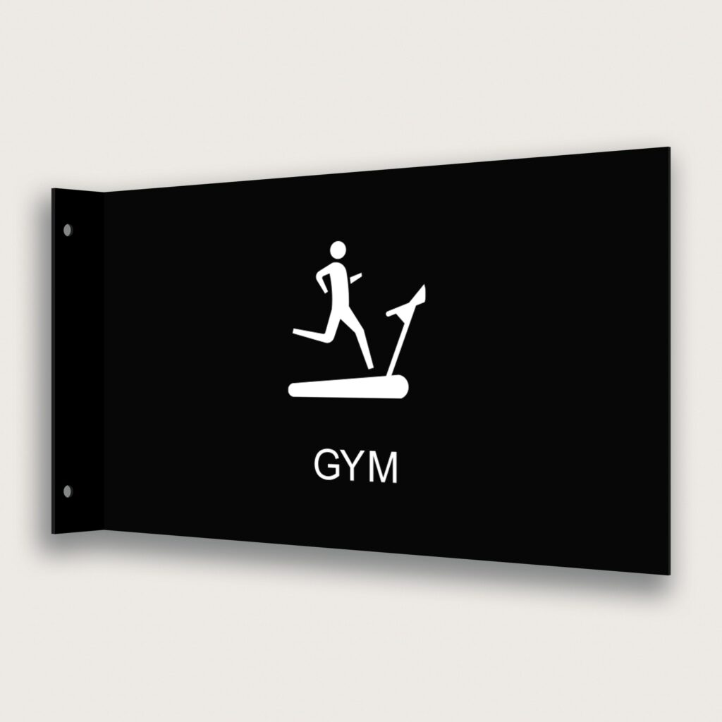 Flaggskylt Gym Svart 295 x 180 mm