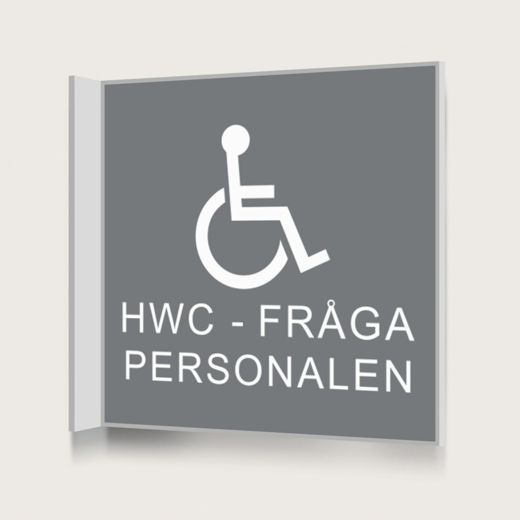 Flaggskylt HWC Fråga Personalen Grå 150 x 150 mm