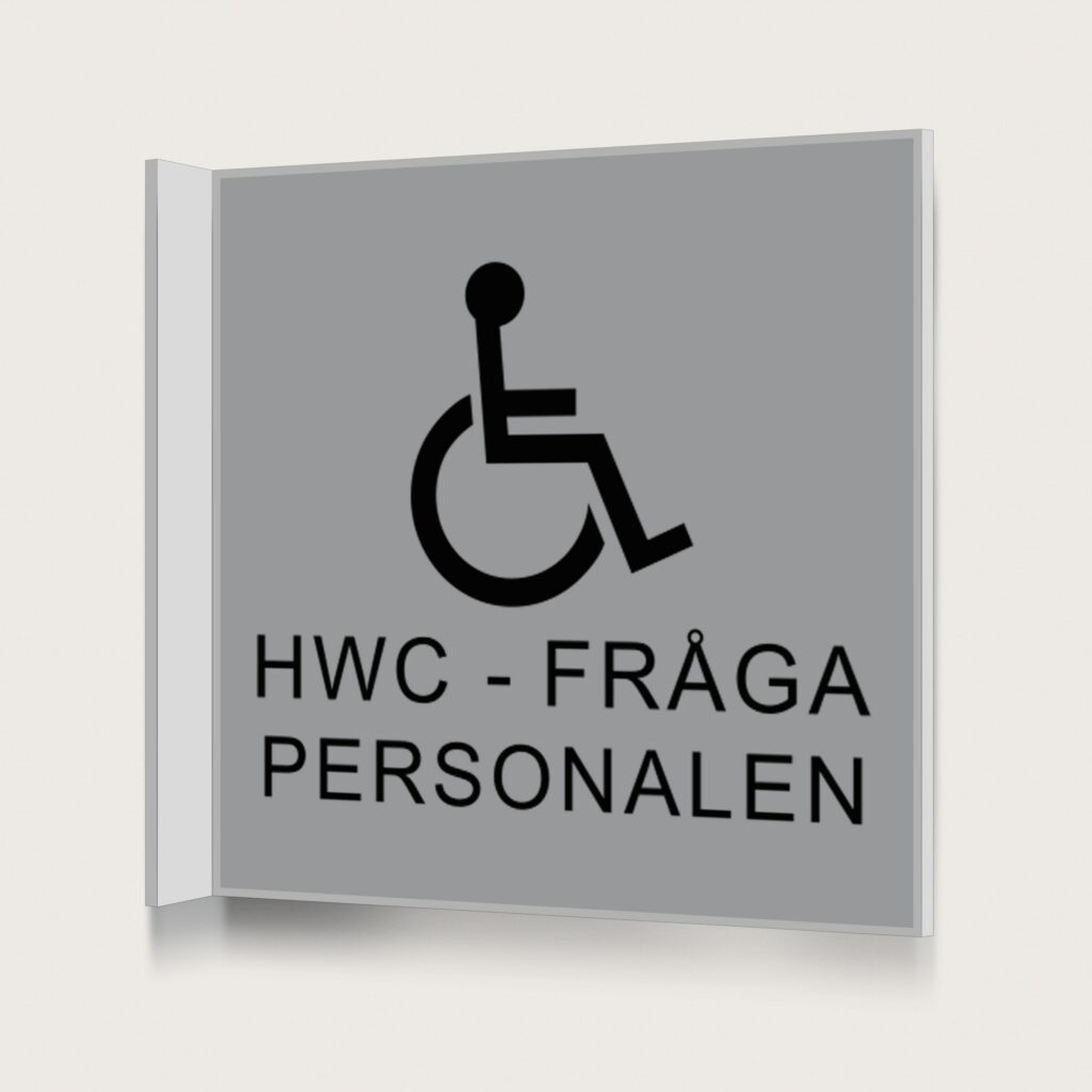 Flaggskylt HWC Fråga Personalen Silver 150 x 150 mm