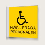 Flaggskylt HWC Fråga Personalen Gul 150 x 150 mm