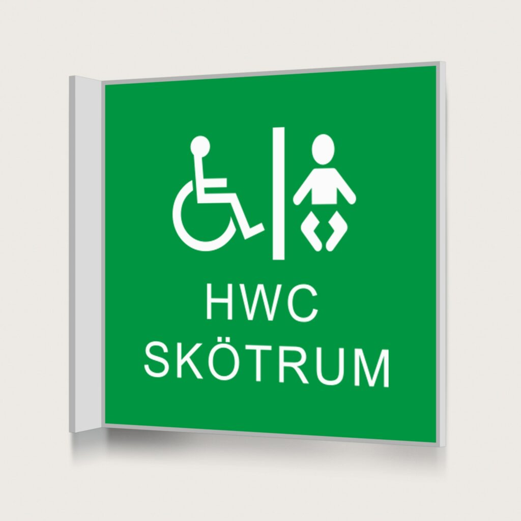 Flaggskylt HWC / Skötrum Grön 150 x 150 mm