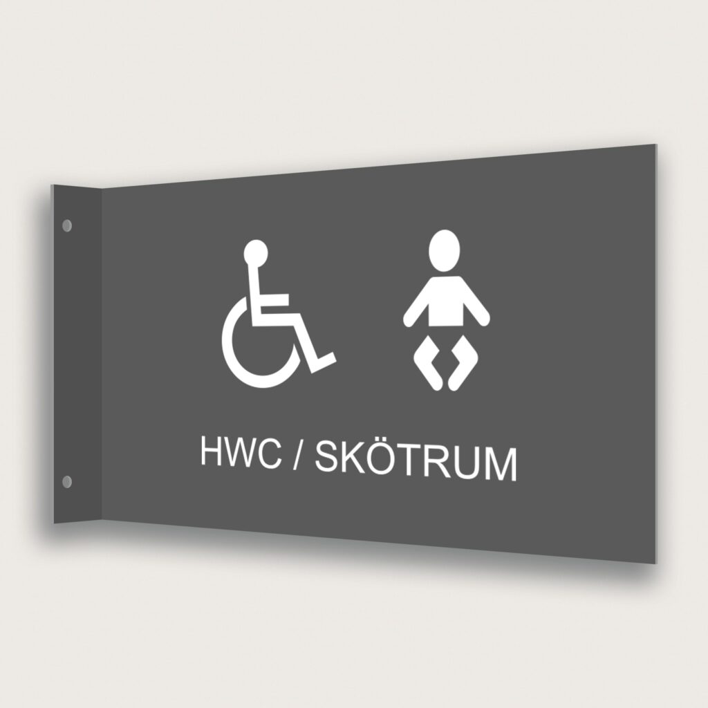 Flaggskylt HWC / Skötrum Grå 295 x 180 mm