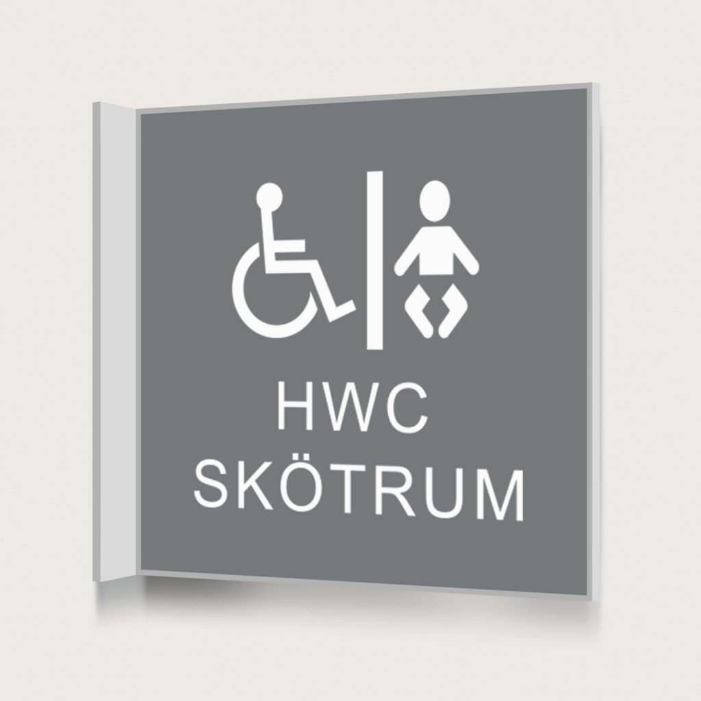 Flaggskylt HWC / Skötrum Grå 150 x 150 mm