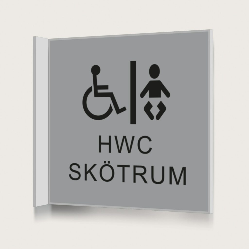 Flaggskylt HWC / Skötrum Silver 150 x 150 mm