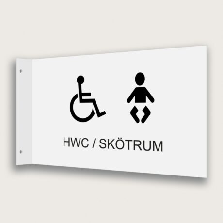 Flaggskylt HWC / Skötrum Vit 295 x 180 mm