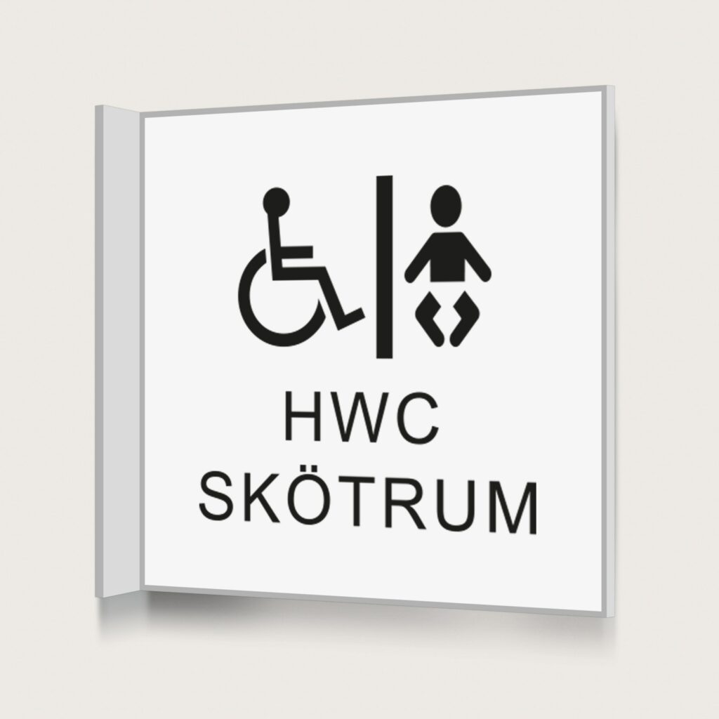 Flaggskylt HWC / Skötrum Vit 150 x 150 mm
