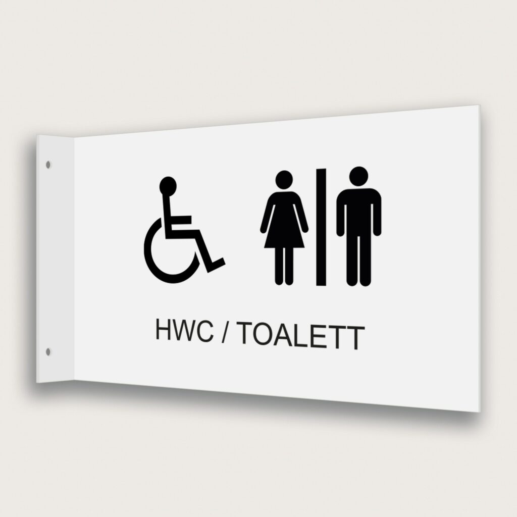 Flaggskylt HWC / Toalett Vit 295 x 180 mm