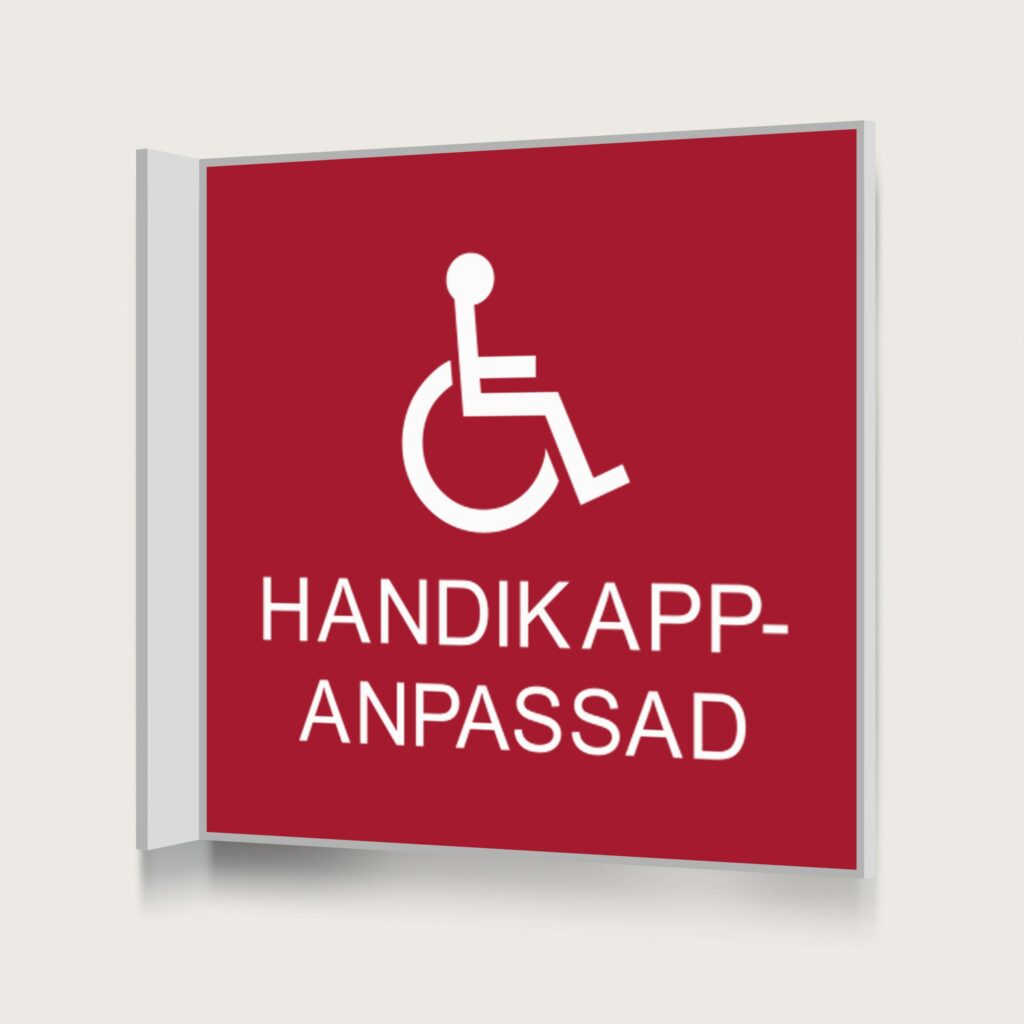 Flaggskylt Handikappsanpassad Röd 150 x 150 mm