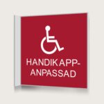 Flaggskylt Handikappsanpassad Röd 150 x 150 mm