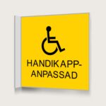 Flaggskylt Handikappsanpassad Gul 150 x 150 mm