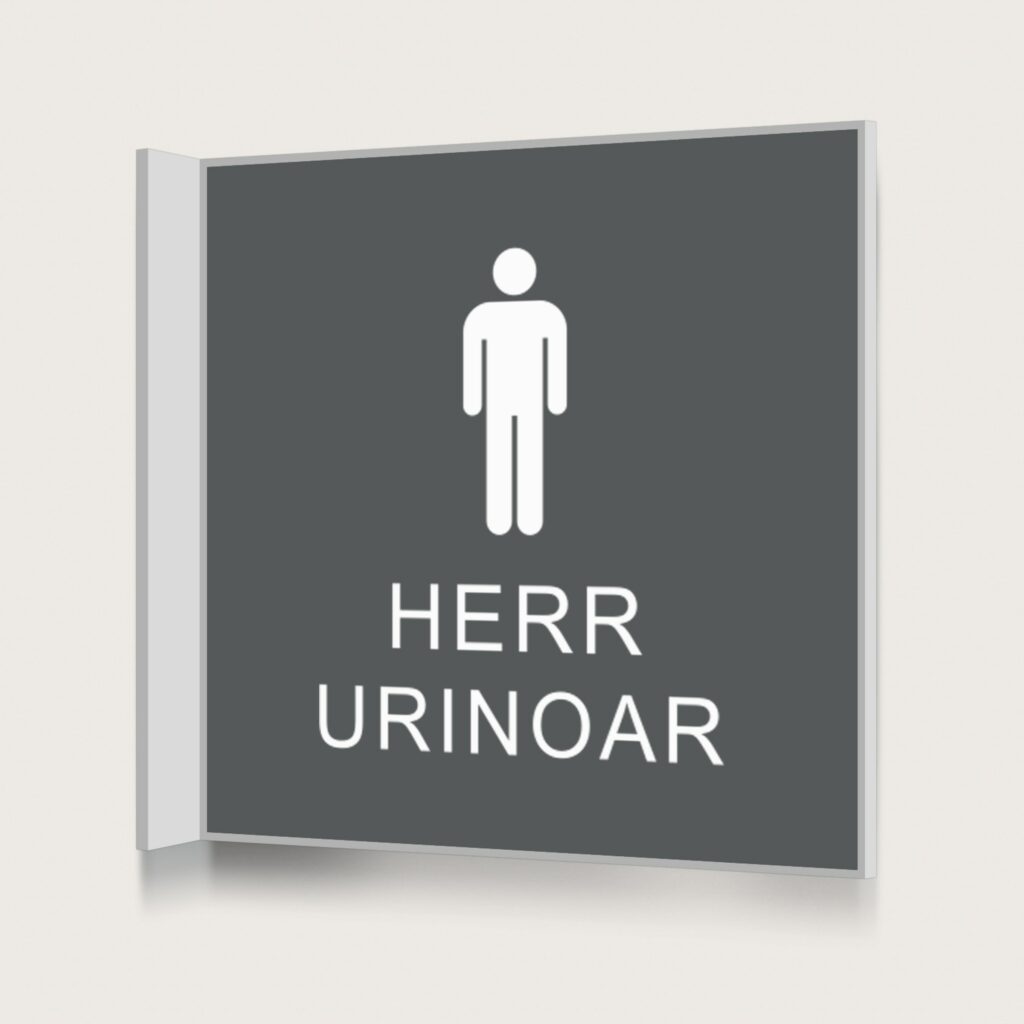 Flaggskylt Herr Urinoar Charcoal 150 x 150 mm
