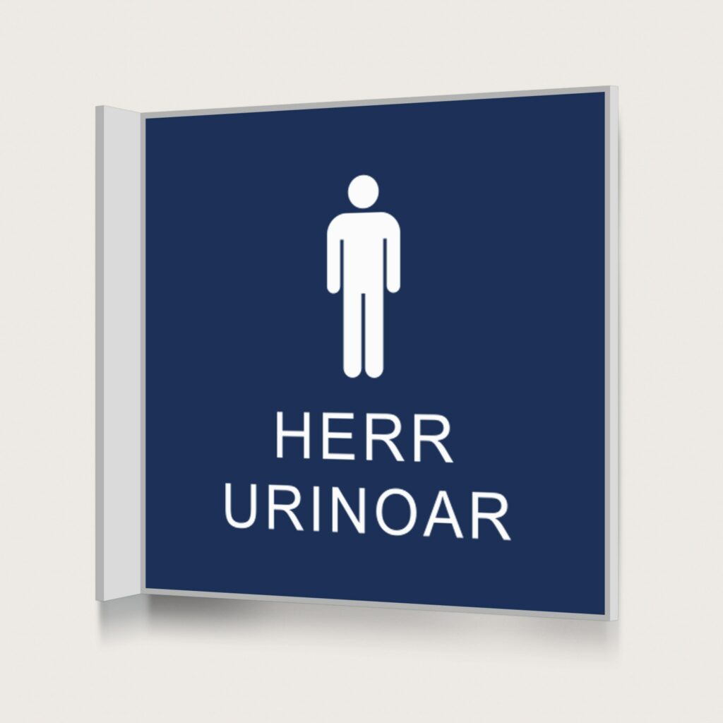 Flaggskylt Herr Urinoar Mörkblå 150 x 150 mm