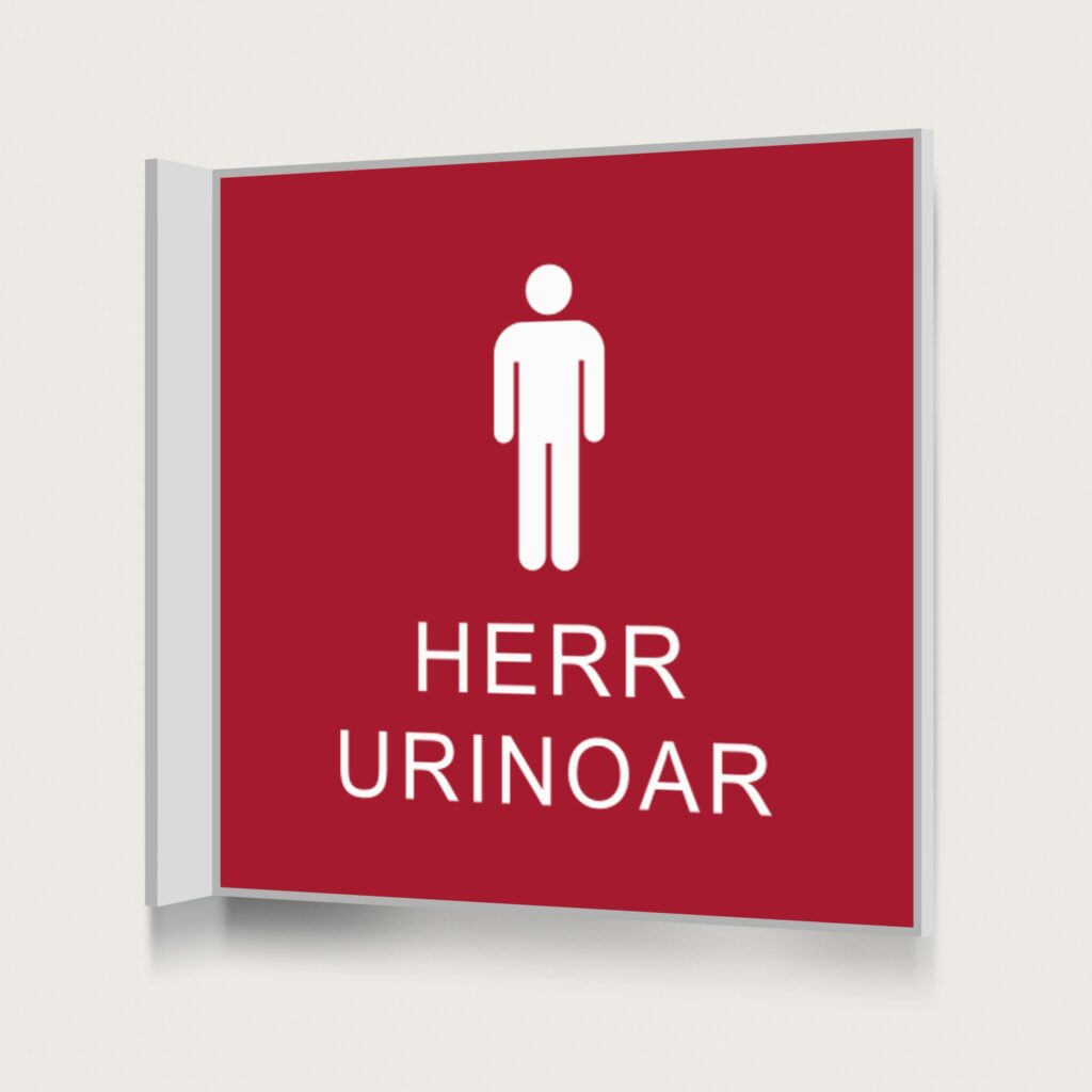 Flaggskylt Herr Urinoar Röd 150 x 150 mm