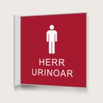 Flaggskylt Herr Urinoar Röd 150 x 150 mm