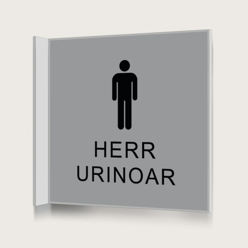 Flaggskylt Herr Urinoar Silver 150 x 150 mm