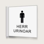 Flaggskylt Herr Urinoar Vit 150 x 150 mm