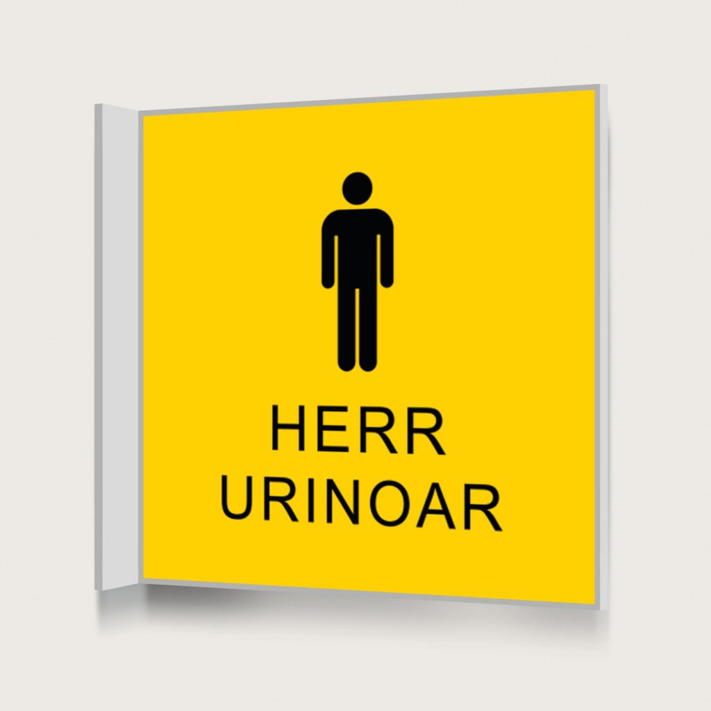 Flaggskylt Herr Urinoar Gul 150 x 150 mm