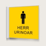 Flaggskylt Herr Urinoar Gul 150 x 150 mm