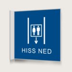 Flaggskylt Hiss Ned Blå 150 x 150 mm