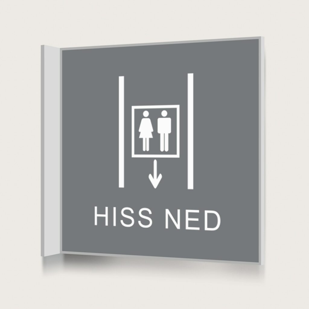 Flaggskylt Hiss Ned Grå 150 x 150 mm