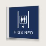 Flaggskylt Hiss Ned Mörkblå 150 x 150 mm