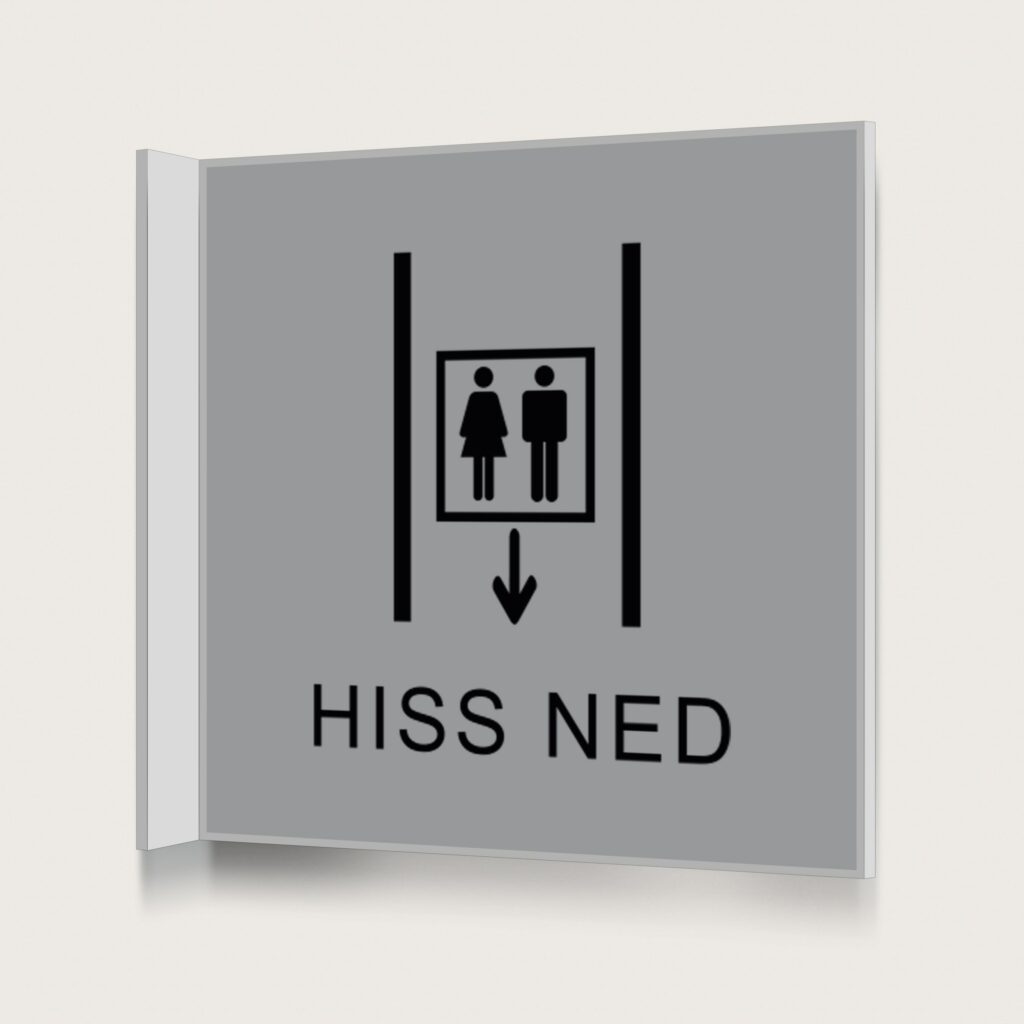 Flaggskylt Hiss Ned Silver 150 x 150 mm