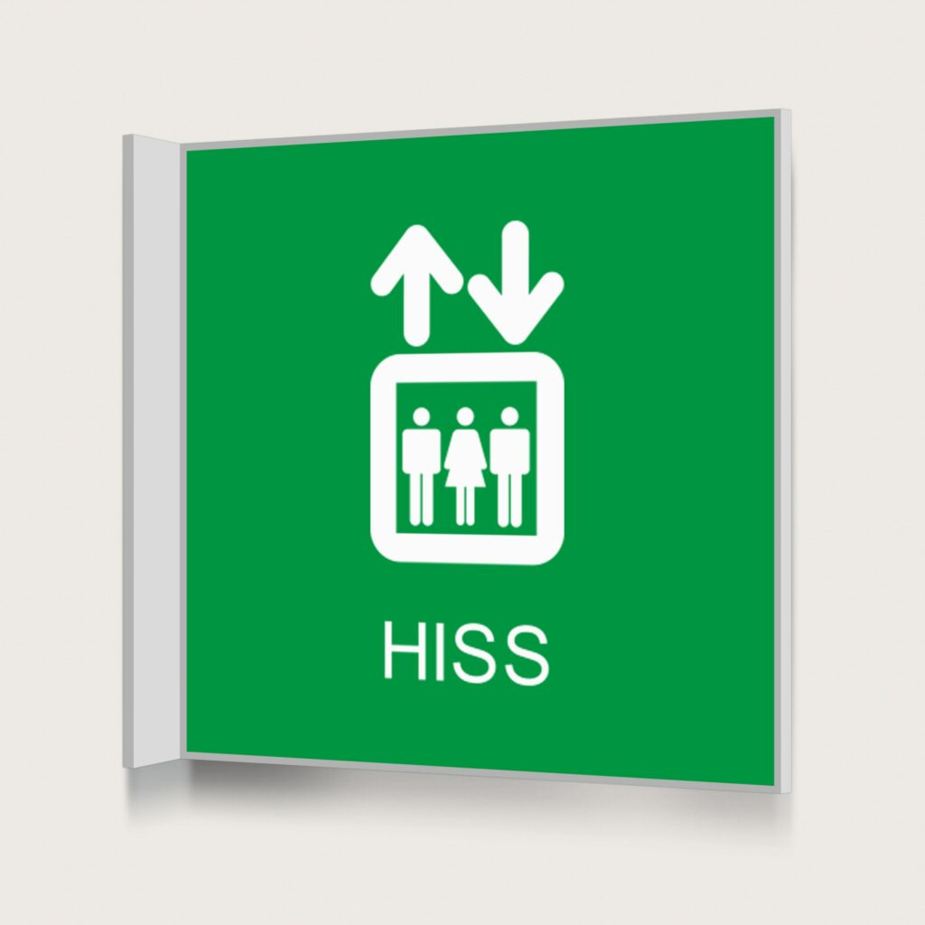 Flaggskylt Hiss 3 Grön 150 x 150 mm