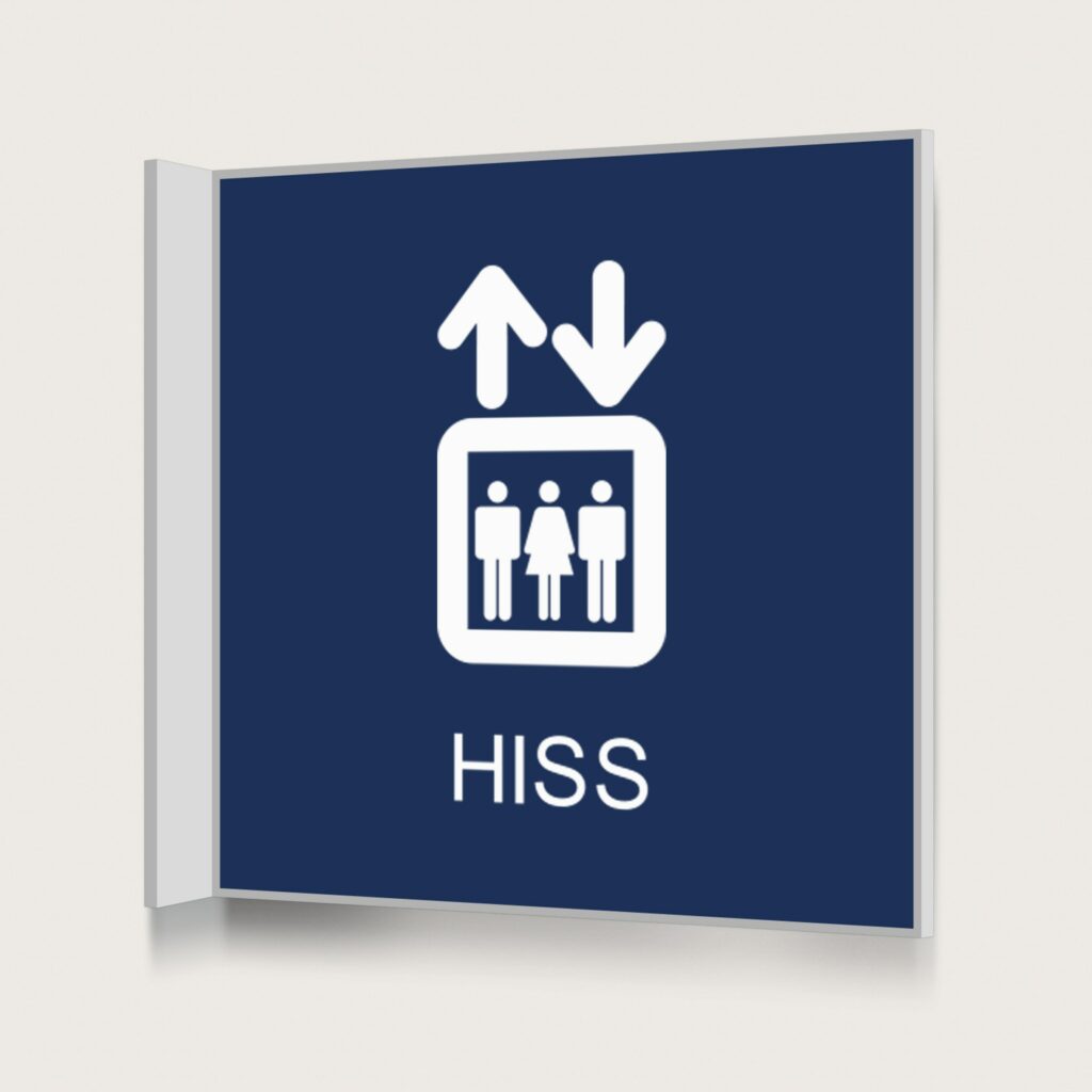 Flaggskylt Hiss 3 Mörkblå 150 x 150 mm
