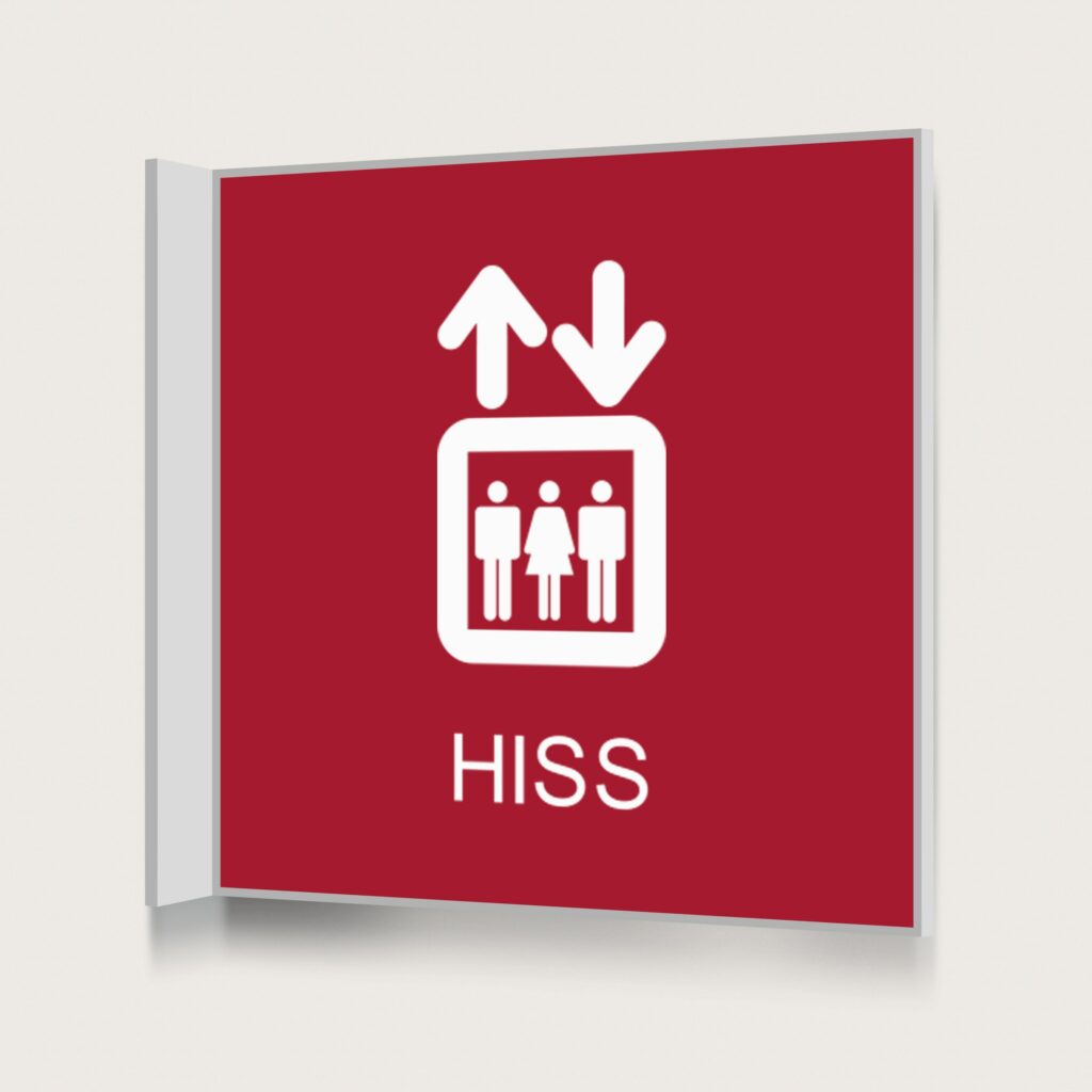 Flaggskylt Hiss 3 Röd 150 x 150 mm