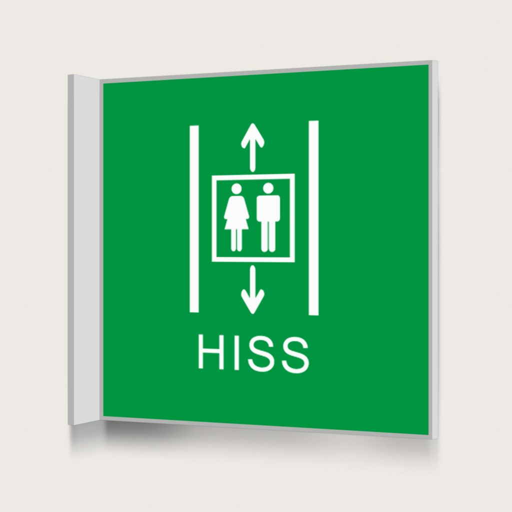 Flaggskylt Hiss 2 Grön 150 x 150 mm