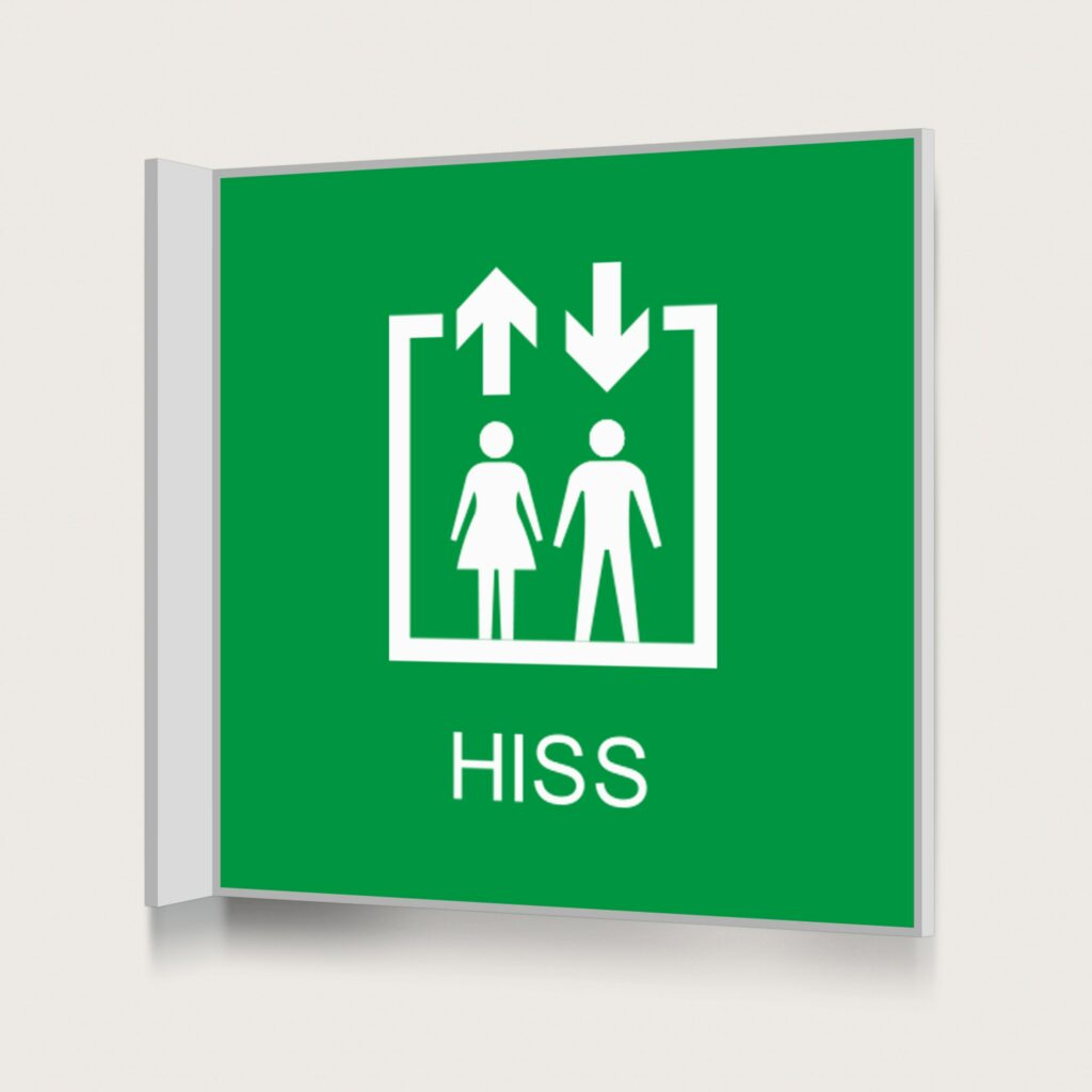 Flaggskylt Hiss Grön 150 x 150 mm