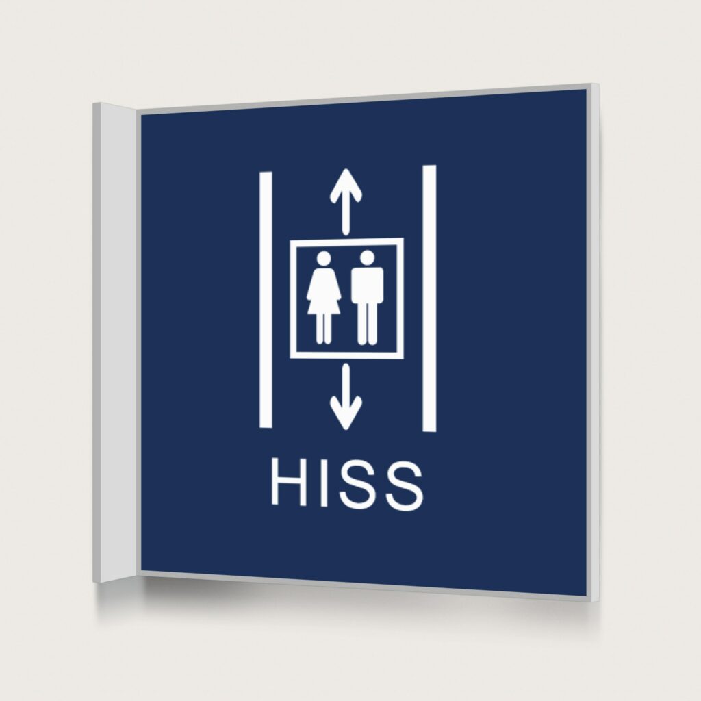 Flaggskylt Hiss 2 Mörkblå 150 x 150 mm